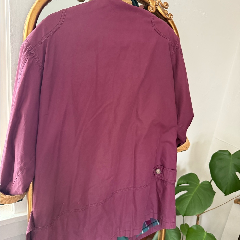 Women's Burgundy Jacket with Tan Collar - Picture 6 of 6